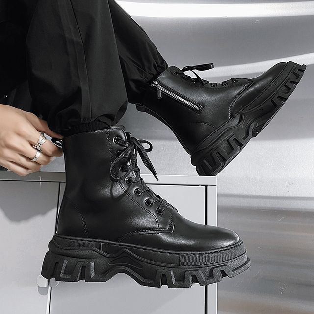 Tanzanite-Lace-Up Platform Boots