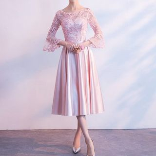 embroidered satin dress