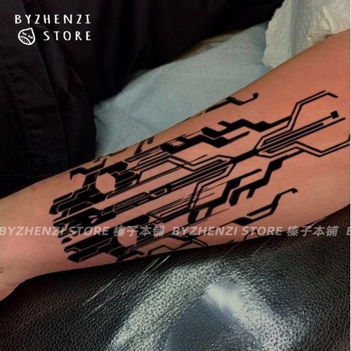 cyberpunk tattoo veins, black | Stable Diffusion