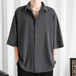 Chopit - Elbow-Sleeve Plain Shirt