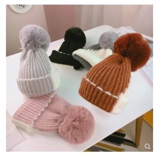 FROME-Pom Pom Contrast Trim Knit Beanie
