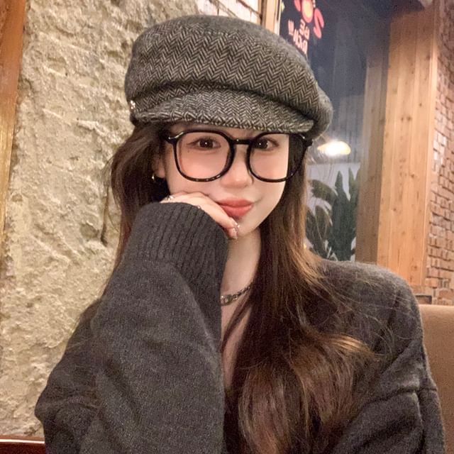 4-4 STUDIO-Herringbone Newsboy Cap