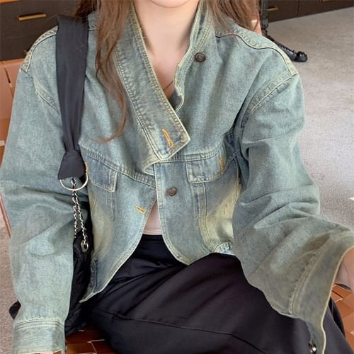 ジャケット・アウター NOPE GIRL stand collar denim jacket womens-wear-by-erin-andrews-