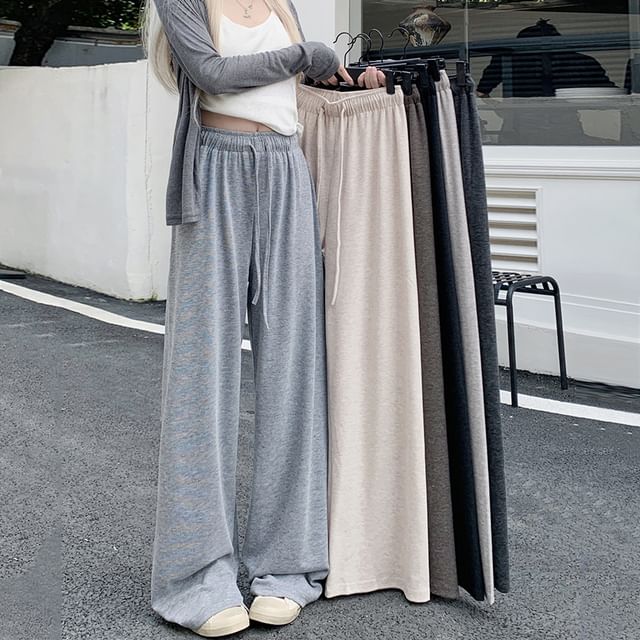 Miss Kekeli-Drawstring Waist Plain Baggy Pants