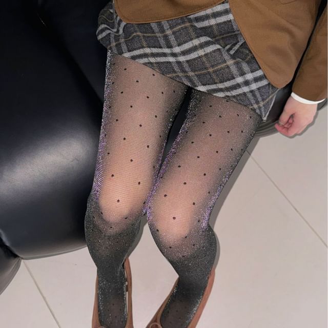 Mimiyu-Dotted Glitter Sheer Tights