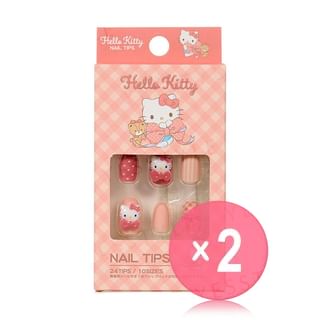 Santan - Sanrio Hello Kitty Check Nail Tips 2pcs Bundle Set