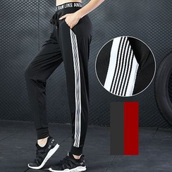 Wheatfield - Drawstring Waist Striped Trim Sweatpants Wheatfield - Drawstring Waist Striped Trim Sweatpants