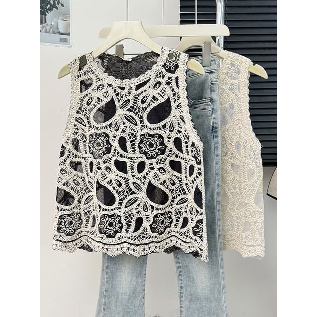 Lemongrass-Jacquard Loose Tank Top