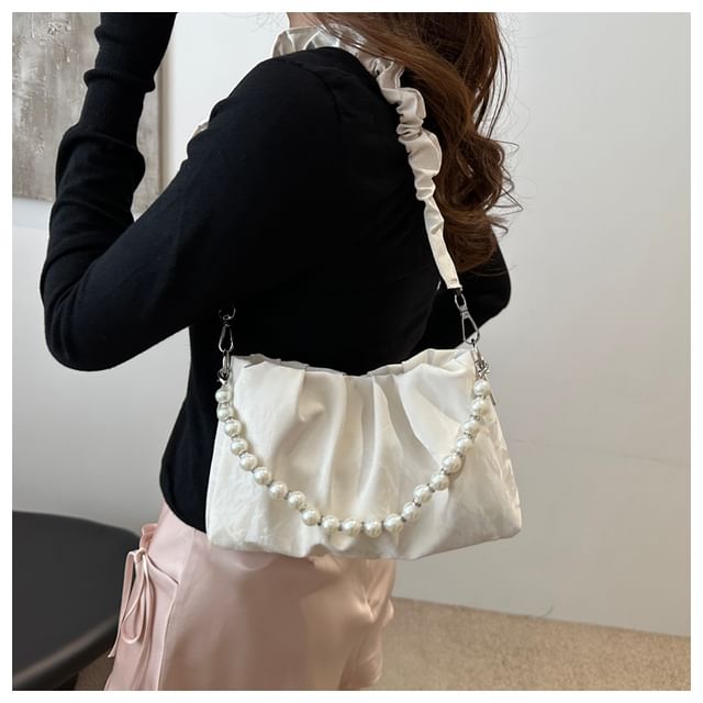 Maorong-Ruched Beaded Shoulder Bag