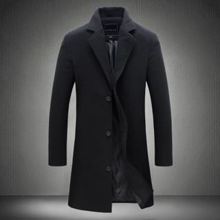 YIKES-Notch Lapel Plain Single-Breasted Coat