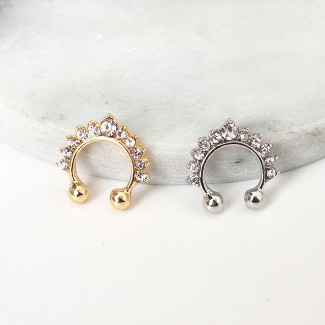 Hansha-Rhinestone Alloy Cuff Earring