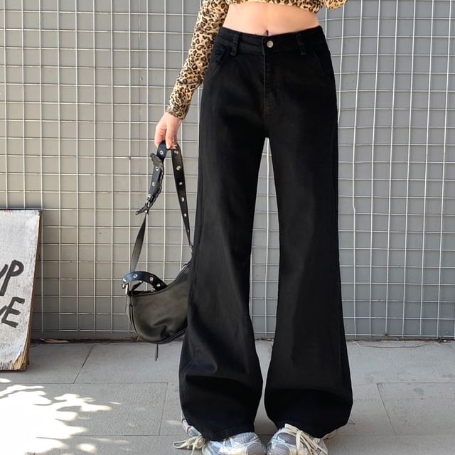 Beem-Mid Rise Plain Flared Jeans Various Designs