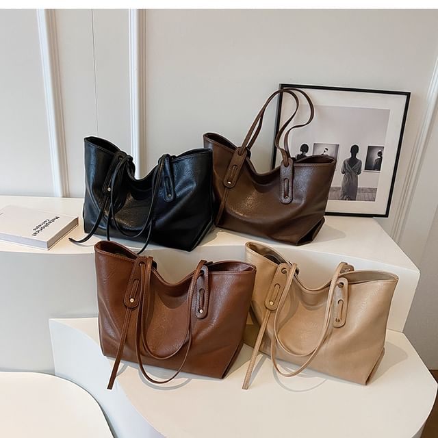 Basaran-Faux Leather Tote Bag