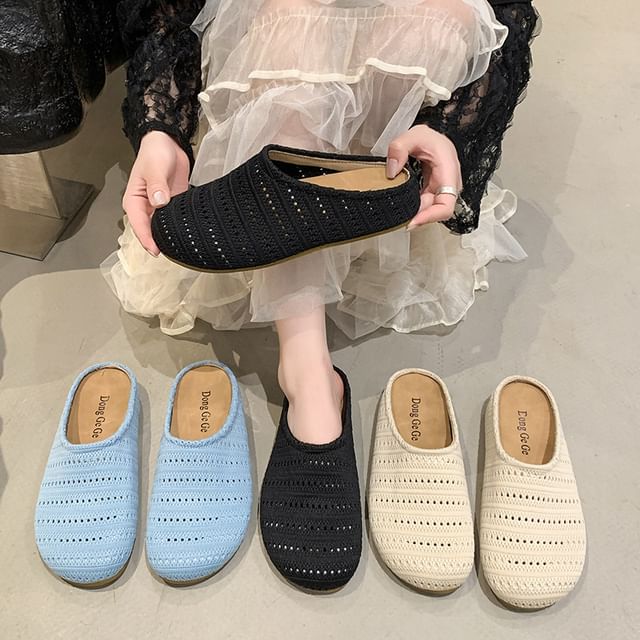 Anran-Platform Plain Perforated Mules