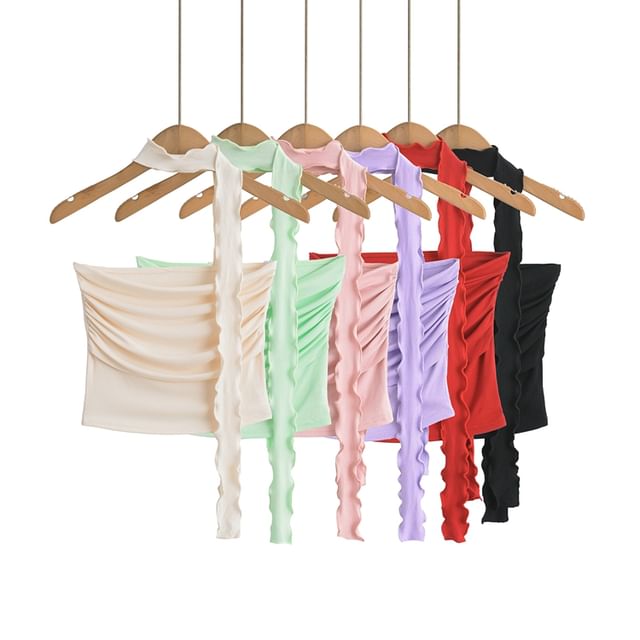 Ulark-Set Plain Shirred Tube Top Choker