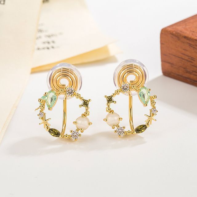 Forainer-Rhinestone Wreath Clip On Earring