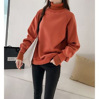 Everose-Knit Panel Mock Neck Sweatshirt