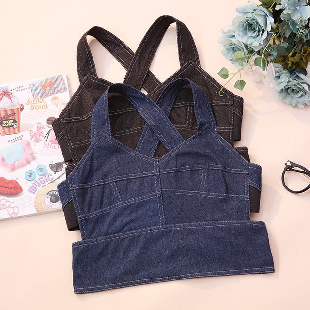 Halter Neck Denim Vest | YesStyle