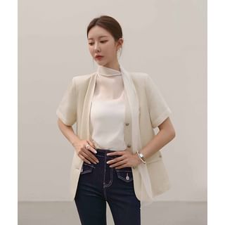 DABAGIRL Lapelless Summer Tweed Blazer Sale