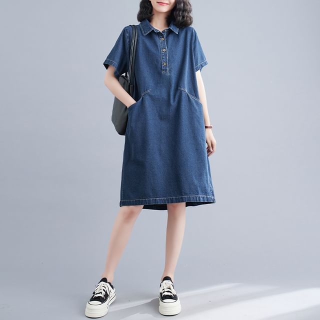 white christmas dresses Cropped Sleeve Blue Drenim Mermaid Dress Blue / S main image 0