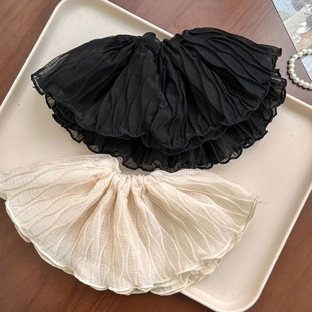 Rodiv-Shirred Layered Fabric Scrunchie