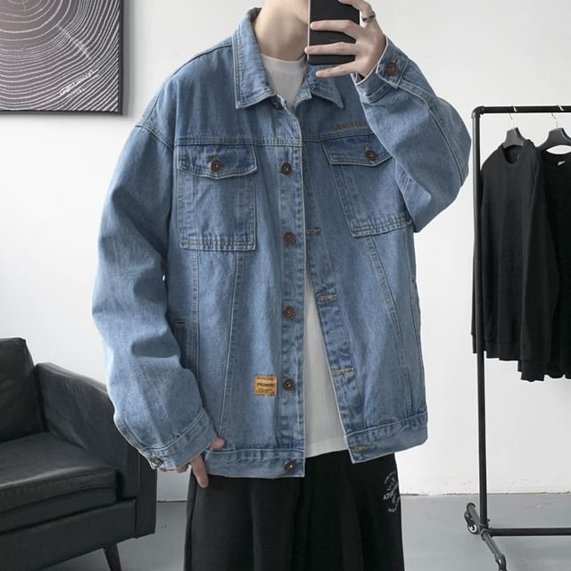Lefitt-Collared Button-Up Denim Jacket