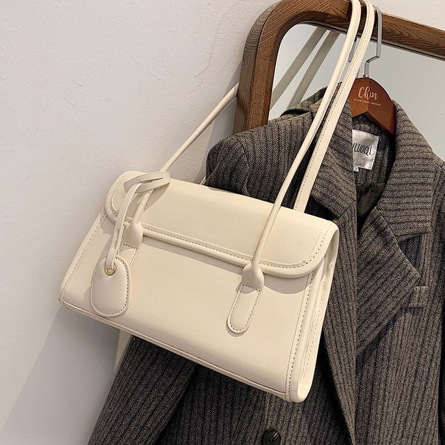 Indenis-Faux Leather Flap Shoulder Bag