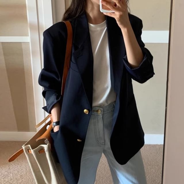 Coris-Plain Single-Breasted Blazer
