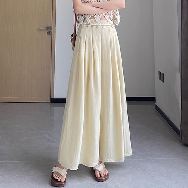 Dragan Pulse-High Waist Plain Wide Leg Pants