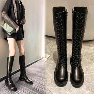 tall leather lace up boots