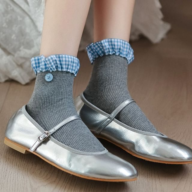 Mimiyu-Ruffle Trim Crew Socks Set