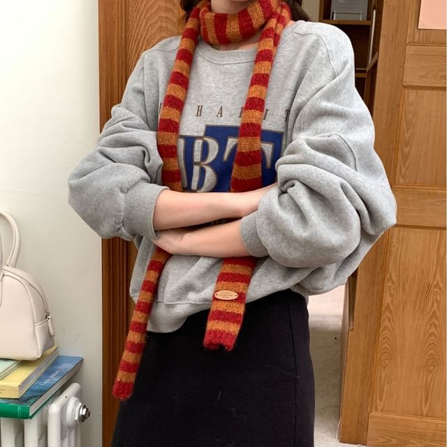 Nikifa-Striped Knit Scarf