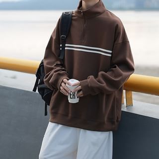 Obikan-Half-Zip Striped Sweatshirt