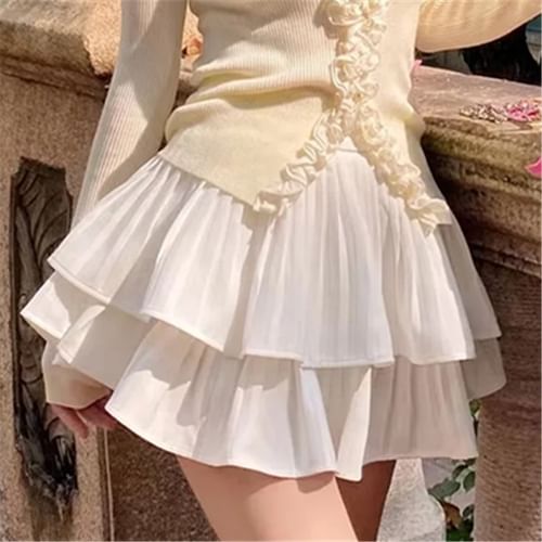 Tulle high waisted outlet mini skirt