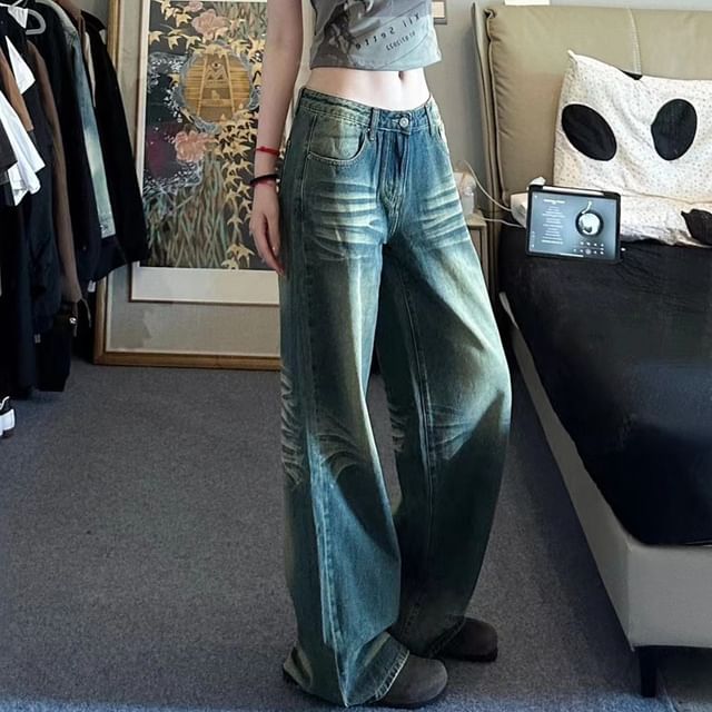 Everose-Low Rise Wide Leg Jeans