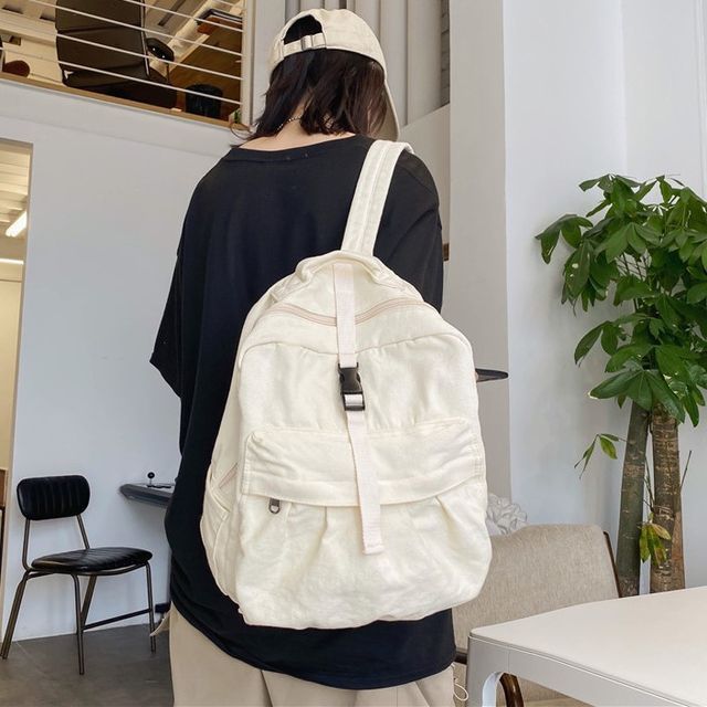 Melois-Plain Canvas Backpack