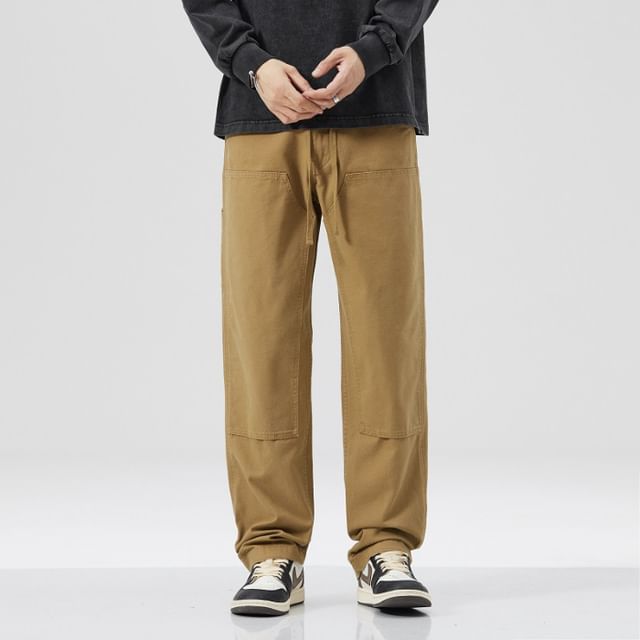 Nataro-Mid Rise Plain Straight Leg Pants