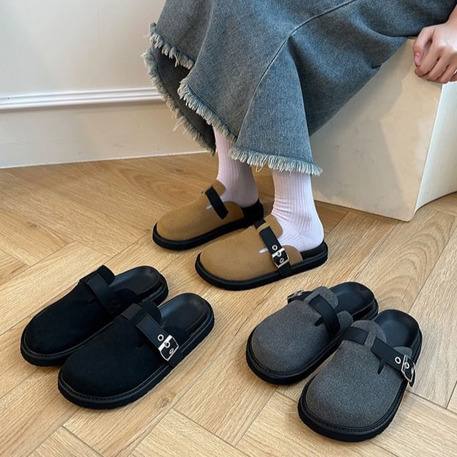 Anran-Slip-On Clog Mules With Buckle