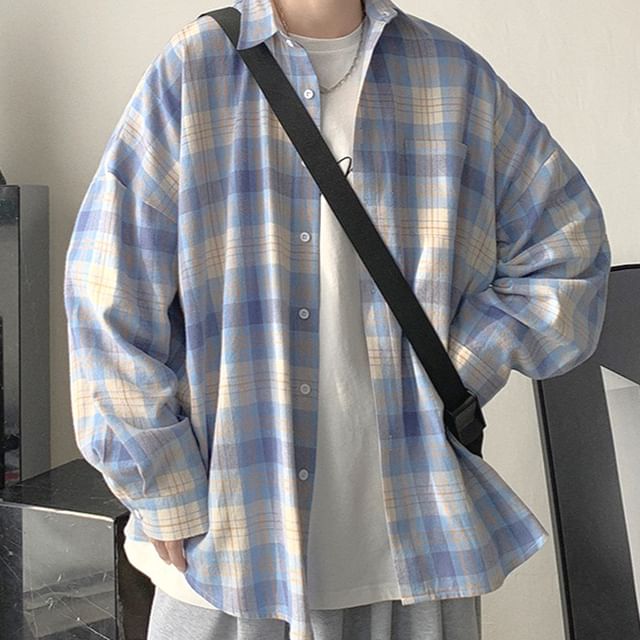 Urtishia-Elbow-Sleeve Plaid Shirt