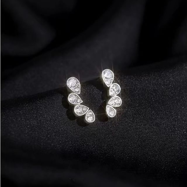 pexrl jewelry-Sterling Silver Rhinestone Ear Jacket