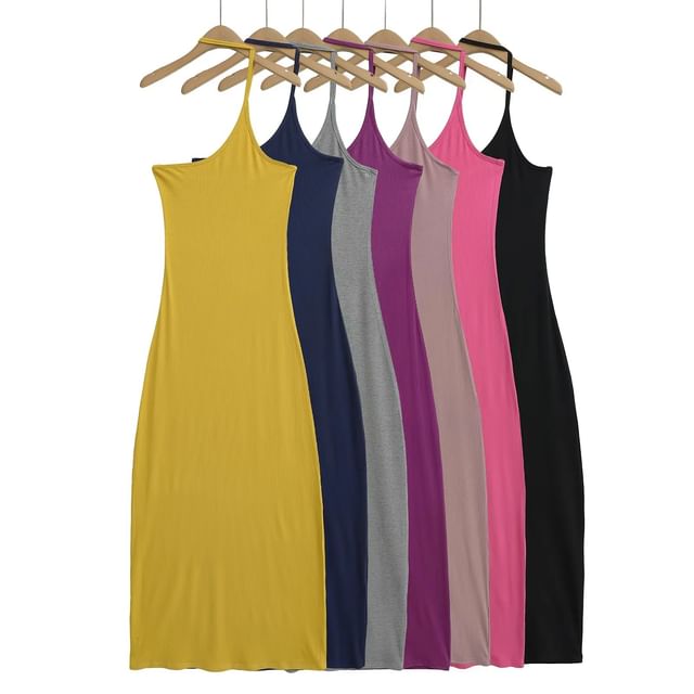 Asiris-One-Shoulder Plain Maxi Sheath Dress