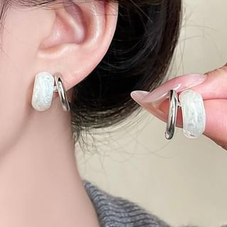 Wandoli-Layered Resin Alloy Huggie Earring