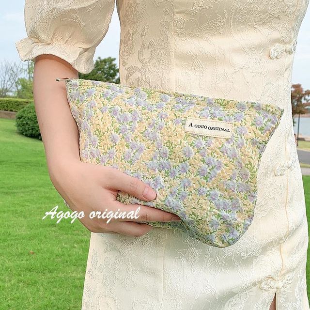 Lovemiror - Floral Print Fabric Makeup Bag