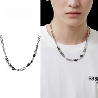 BABLIBU-Steel Beaded Chain Necklace