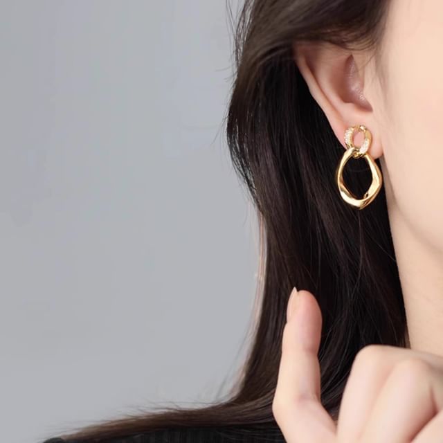 Hansha-Layered Hoop Clip On Earring Stud Earring