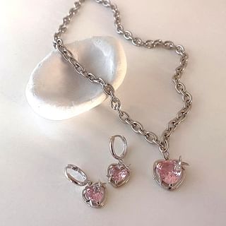 Chimerro - Heart Rhinestone Pendant Alloy Necklace / Drop