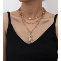Seirios - Set of 4: Layered Chain Dragon Necklace Seirios - Set of 4: Layered Chain Dragon Necklace
