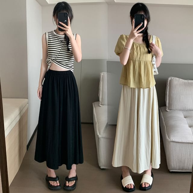 Jaqmine-High Waist Plain Culottes