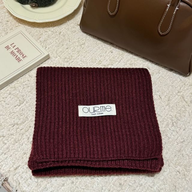 Combon-Plain Ribbed Knitted Scarf