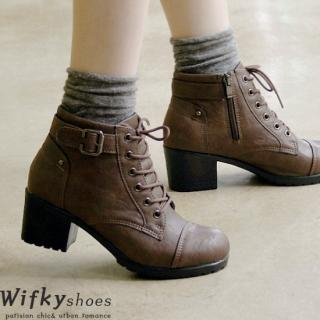 Wifky - Faux-Leather Lace-Up Boots | YesStyle